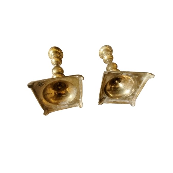 Set of 2 Vintage Brass 7.5" Candle Sticks Made in India - Picture 4 of 5